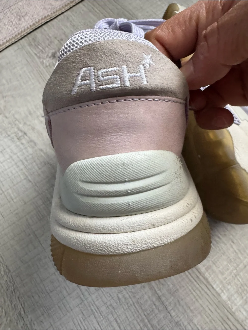 ASH Women's Blush and Light Gray Lace-Up Sneakers